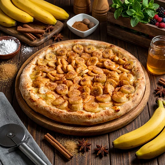 Pizza Banana com açúcar e canela da Tyccon Pizzaria